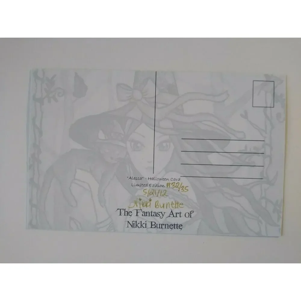 Halloween Postcard Nikki Burnette Gothic Witch Fantasy Alessa 2012 Limited To 35 - Picture 3 of 4